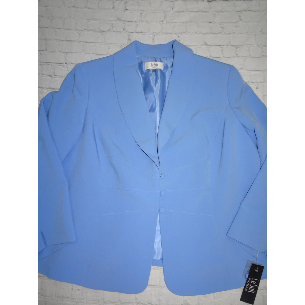 NWT Le Suit Plus Size Seamed Skirt Suit 22 W light blue - Picture 5 of 12